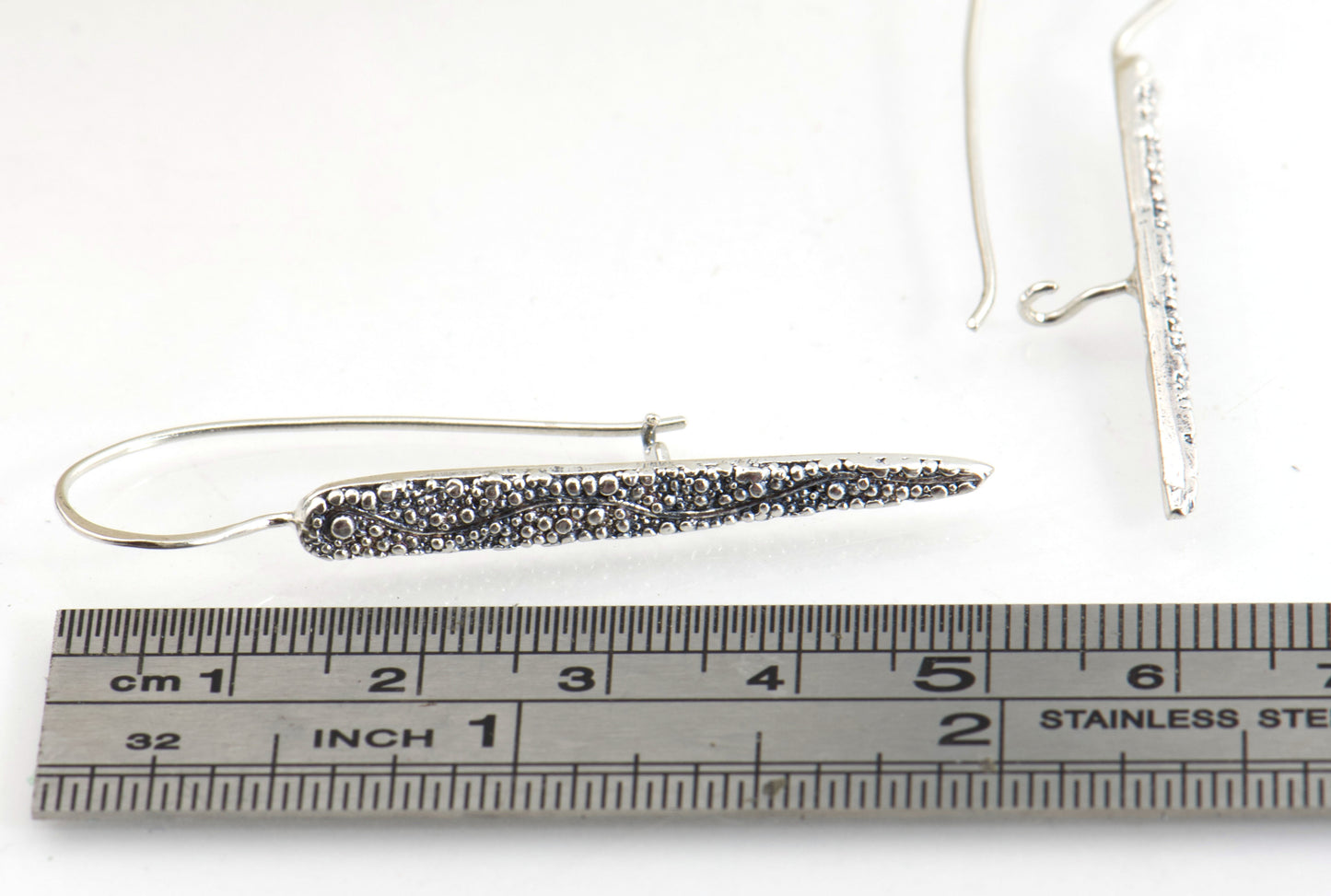 Seaweed Pattern Long Dagger French Hook Earrings with safety clasp
