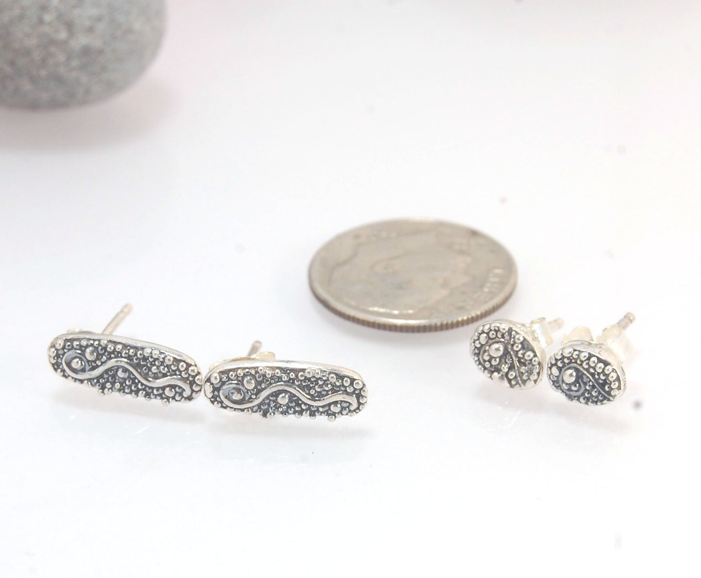 Seaweed Post Earrings - Large -in Sterling Silver or 14k gold These are the largest of my 2 seaweed detailed post earrings and are cast in sterling from an original granulated pair I designed to go with my Seaweed Collection.Cast in sterling using the pro