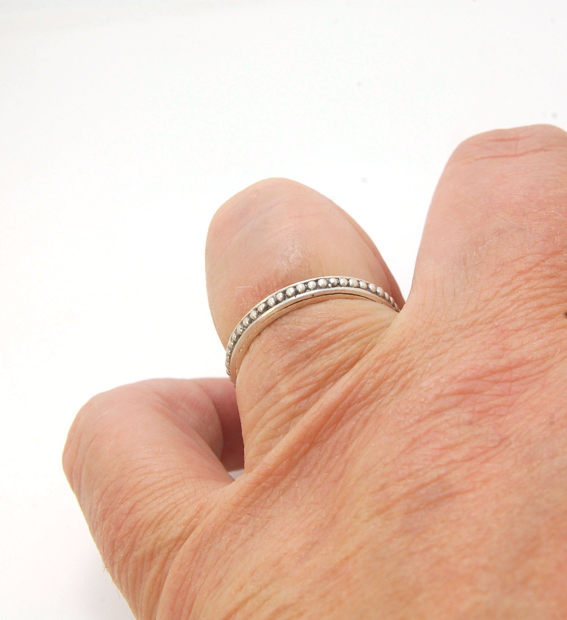 Single Row Band - Order to size in Sterling, 18k or 14k gold This is a sweet single row narrow band. Perfect for a stack! This is cast from a granulated original and is pictured here in Sterling Silver, but I will have photos soon in 14k and 18k yellow go