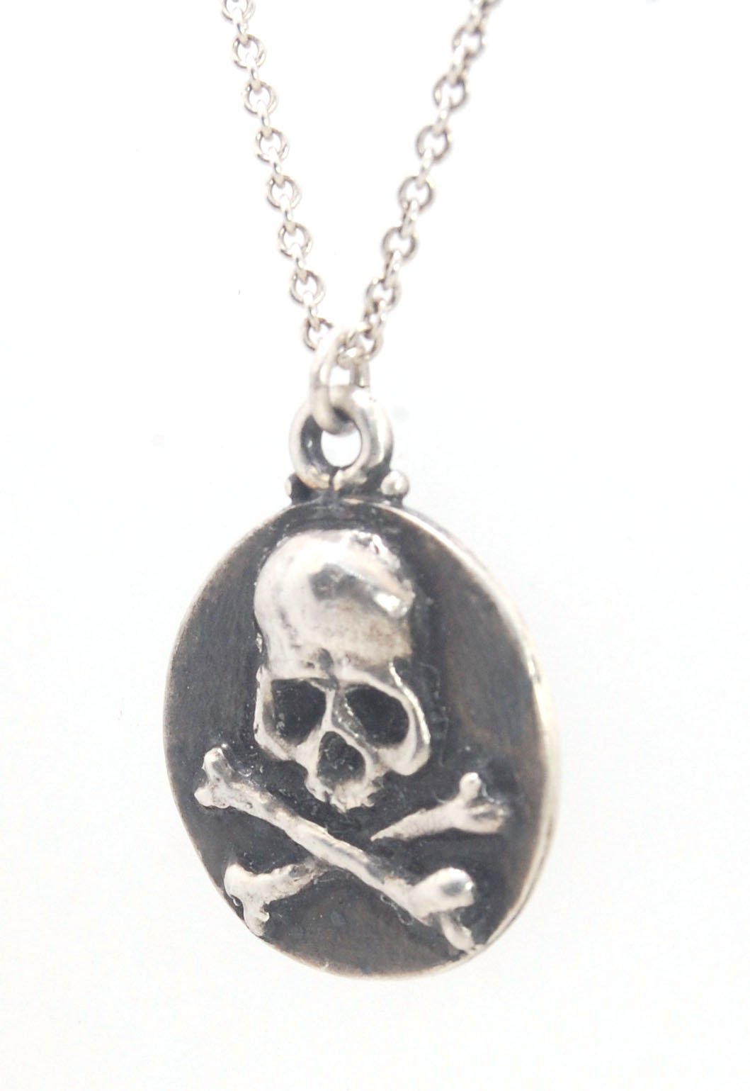 Eclectic Shop UK Sterling Silver Poison Bottle Pendant Necklace With Garnet & Skull Crossbones – 18 Inch Chain