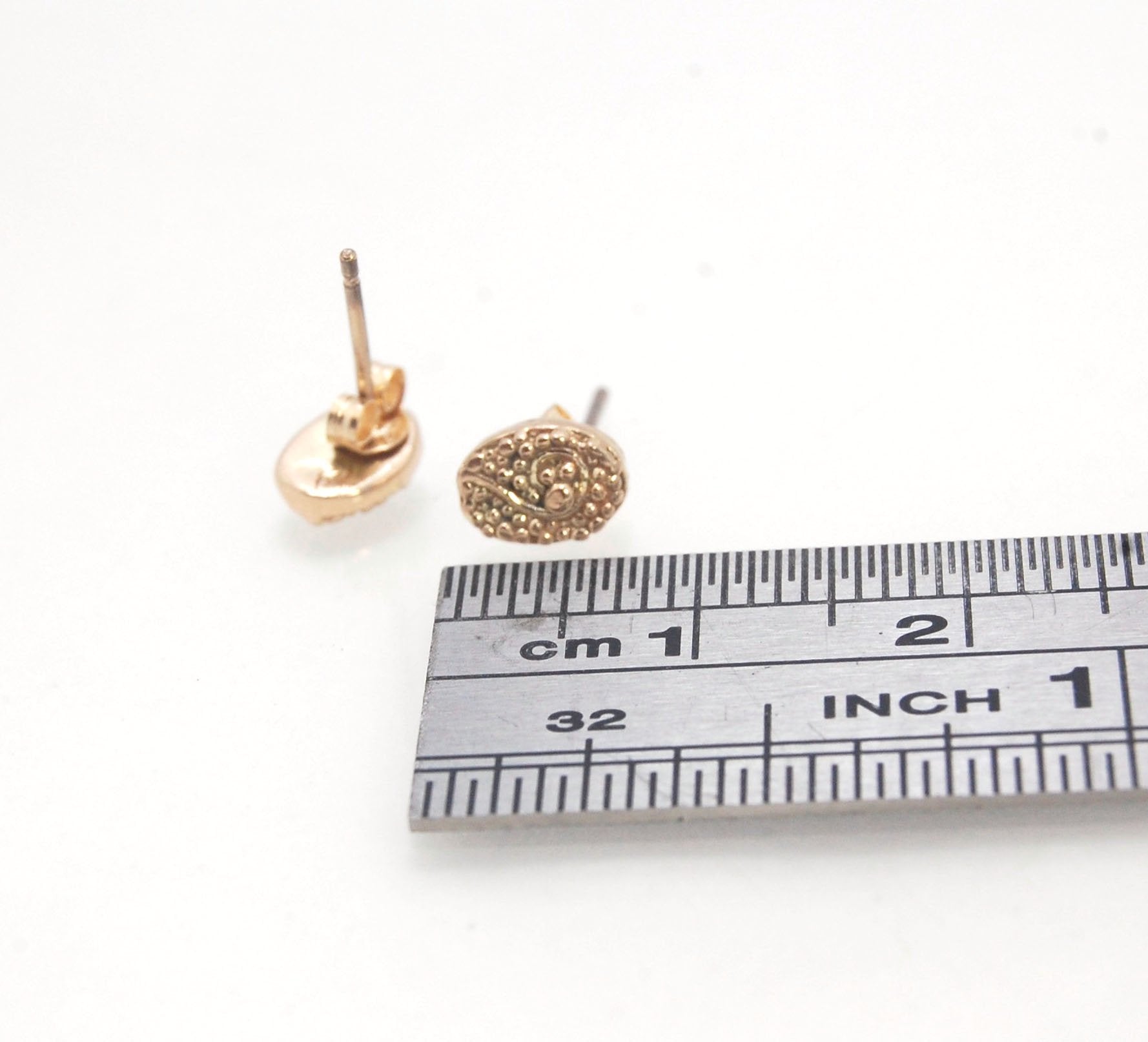 Seaweed Post Earrings - Small - Sterling or 14k gold These are the smallest of my 2 seaweed detailed post earrings and are cast in sterling from an original granulated pair I designed to go with my Seaweed Collection.Cast in sterling using the process of