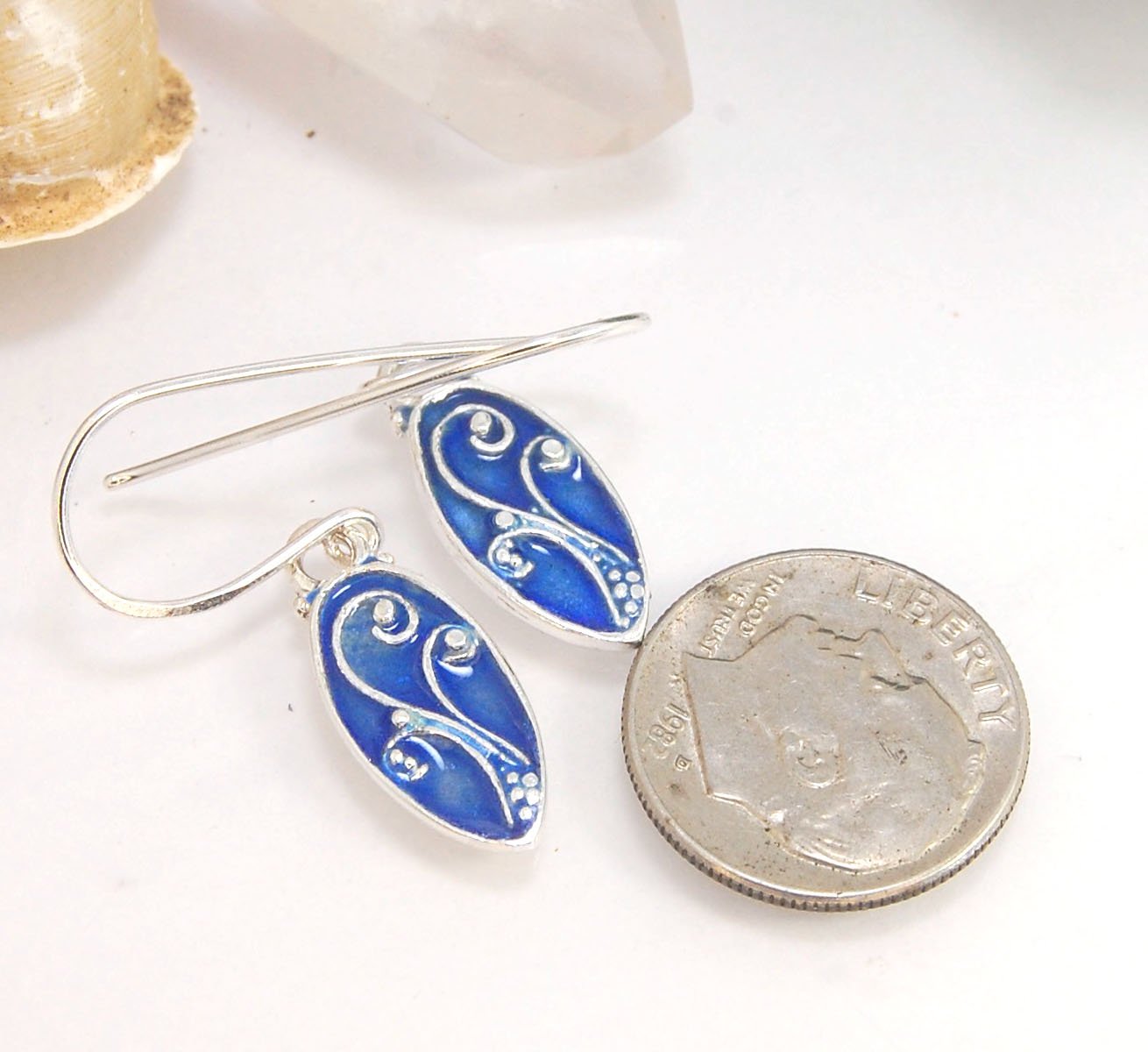 Enameled Sterling Fern Earrings -Oval -Small - Choice of 8 colors These are my small fern ovals and they can be enameled in 8 colors for you!Prussian Blue, Icy Blue, Turquoise, Oil Gray, Forest Green, Jade Green, Sage Green or Periwinkle BlueGreen.These e