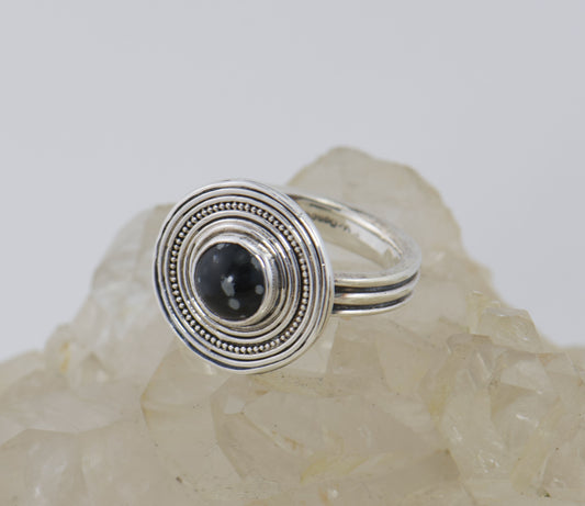Orbit Ring with Snowflake Jasper - Size 10 - One of a Kind