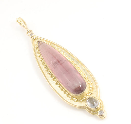 Tourmaline and Diamond 18k Gold Regal Amulet